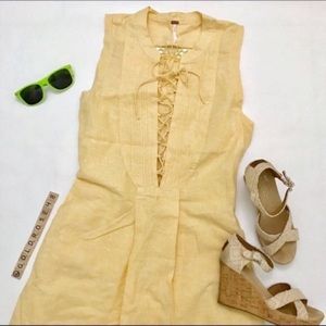 Free People Poppin Off poplin striped dress in Saffron